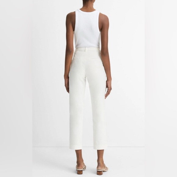 VINCE Avery Wide Leg Italian Chino Pant Size 16 Ivory Stretch Cotton Blend - Picture 2 of 10